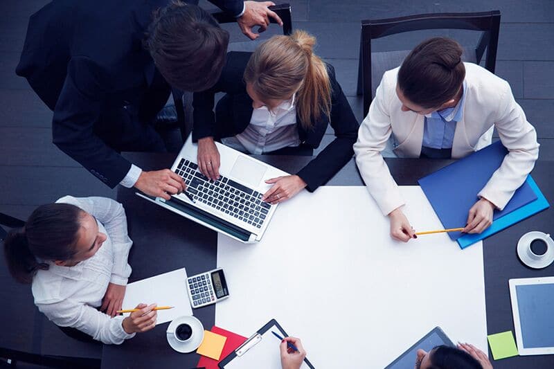 business team on computers