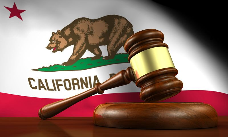 California state flag in front of gavel